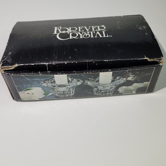 Forever Crystal Flower Candleholders Set of 2 NIB Vintage - Picture 7 of 8